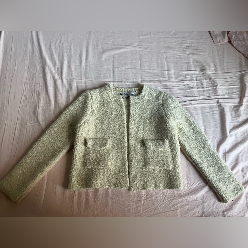 Zara Cream Textured Jacket